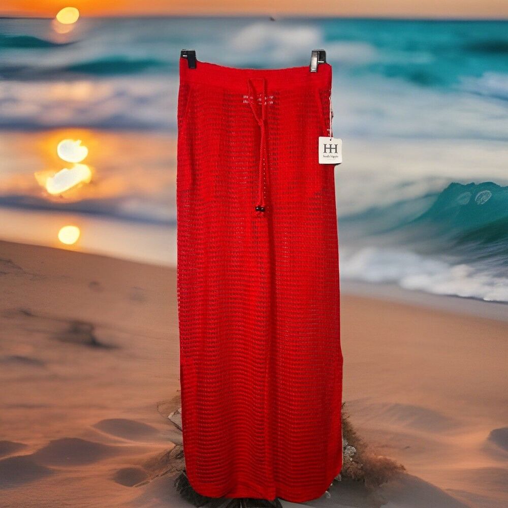Haute Hippie Red Knit Swim Coverup Pants